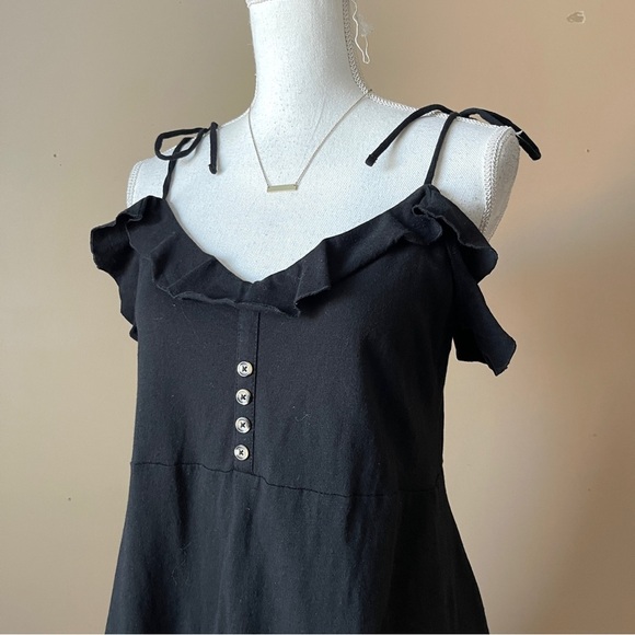 ASOS | Black Ruffle Tie Spaghetti Strap Mini Dress Sz 8 - Picture 4 of 8